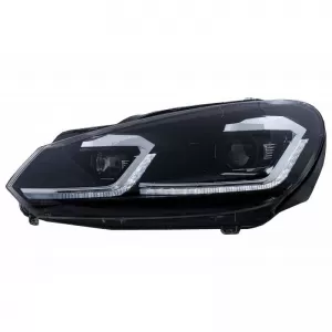 Headlights Set suitable for VW Golf VI (6) 08-12 DRL & LED Signal Dynamic Look Golf 7.5 Black/Silver Line Full LED With Motor Carrier-image-6352014