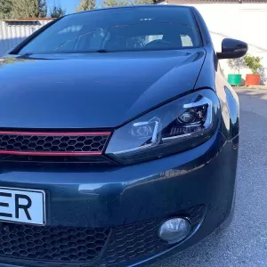 Headlights Set suitable for VW Golf VI (6) 08-12 DRL & LED Signal Dynamic Look Golf 7.5 Black/Silver Line Full LED With Motor Carrier-image-6352020