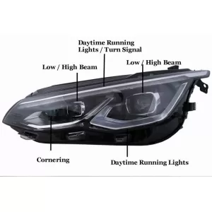 Headlights Set Suitable for VW Golf VIII (8) 19-24 R Look DRL & Dynamic Signal Black/Chrome With Motor Carrier-image-6352039
