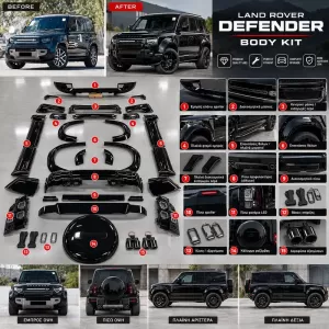 Body Kit suitable for Land Rover Defender SUV L663 2019-2024 Piano Black Edition-image-6352149