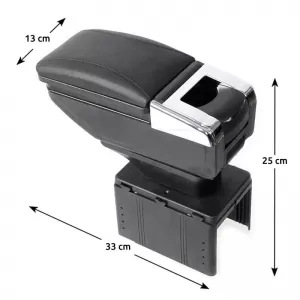 Car Armrest suitable for Drink Holder and Ashtray Universal Black with Chrome 14241-image-6352194