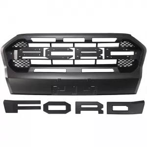 Front Grille suitable for Ford Ranger T8 2019+ Wild Trak with LED Black Mat-image-6352196