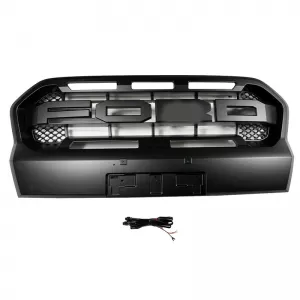 Front Grille suitable for Ford Ranger T8 2019+ Wild Trak with LED Black Mat-image-6352198