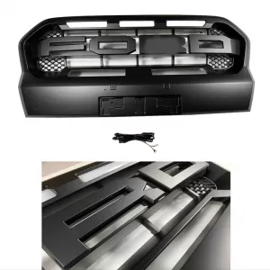 Front Grille suitable for Ford Ranger T8 2019+ Wild Trak with LED Black Mat-image-6352200