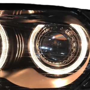 Headlights Set Suitable for BMW 3 E46 Coupe / Cabrio 99-03 Angel Eyes Black H7/H7 With Motor Depo-image-6352209