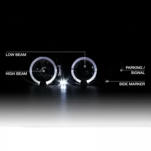 Headlights Set Suitable for BMW 3 E36 90-99 Coupe / Cabrio Angel Eyes & LED Black H1/H1 Sonar-image-6352213