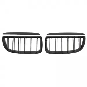 Front Grilles suitable for BMW 3 E90/E91 05-08 M4 Look with Double Grille Glossy Black 4 Pcs-image-6352303