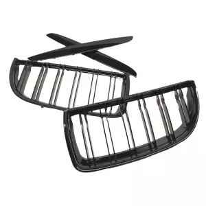 Front Grilles suitable for BMW 3 E90/E91 05-08 M4 Look with Double Grille Glossy Black 4 Pcs-image-6352307