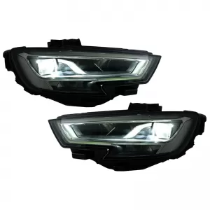 Headlights Set suitable for Audi A3 8V 16-18 DRL Full Led & Led Signal Black Upgrade for OEM Xenon Carner