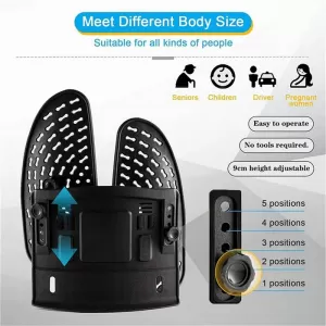 Back Support Anatomic / Orthopedic Seat and Chair Back Support 40cm x 40cm x 14cm Black-image-6352625