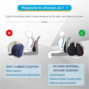 Back Support Anatomic / Orthopedic Seat and Chair Back Support 40cm x 40cm x 14cm Black-image-6352627