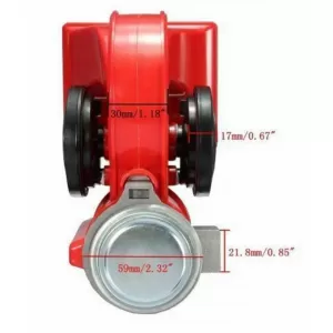 Compact Electropneumatic Horn 12V 139dB Red Color-image-6352642