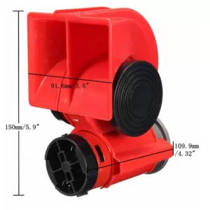 Compact Electropneumatic Horn 12V 139dB Red Color-image-6352645