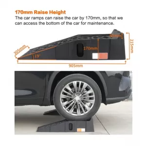 Vehicle Lifting Ramps with Resistance up to 7000Kg 905mm x 305mm x 215mm Plastic Black 2 Pieces-image-6352671