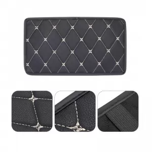 Armrest Pad Black Leather With White Stitch 1 Piece-image-6352693