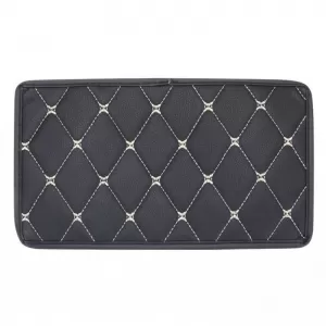 Armrest Pad Black Leather With White Stitch 1 Piece-image-6352697