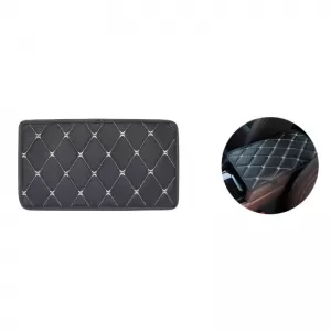 Armrest Pad Black Leather With White Stitch 1 Piece-image-6352698