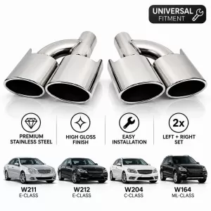 Exhaust Pipes suitable for Mercedes-Benz W204 W211 W164 W166 W221 R230 A Design Look (2 Double) - CGRCESM6047155