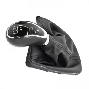 Shift Knob With Boot Black/Chrome Suitable for Opel Astra J 10-16 / Insignia A 08-17 / Meriva B 10+ With 6 Speed