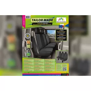 Kegel Tailor Made series seat cover suitable for the second or third row of seats for Ford Transit Custom 2012-2023, after 2024, Volkswagen Transporter T7 after 2024, black
