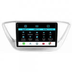 Navigation suitable for Hyundai Accent (2017 - 2020), QuadCore, 9 Inch, 4Gb Ram, 64Gb Storage, Android Auto, Carplay