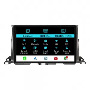 Navigation suitable for Toyota Highlander (2013 - 2021), 10 Inch, 8Gb Ram, 256Gb Storage, Android Auto, Carplay